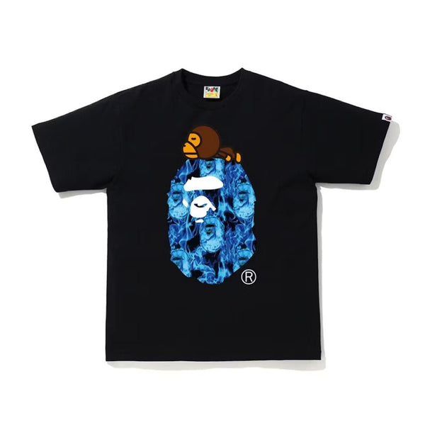 BAPE Flame Milo On Big Ape Tee Black/Blue by Bape - NWAHype 1 for streetwear T-Shirts in USA