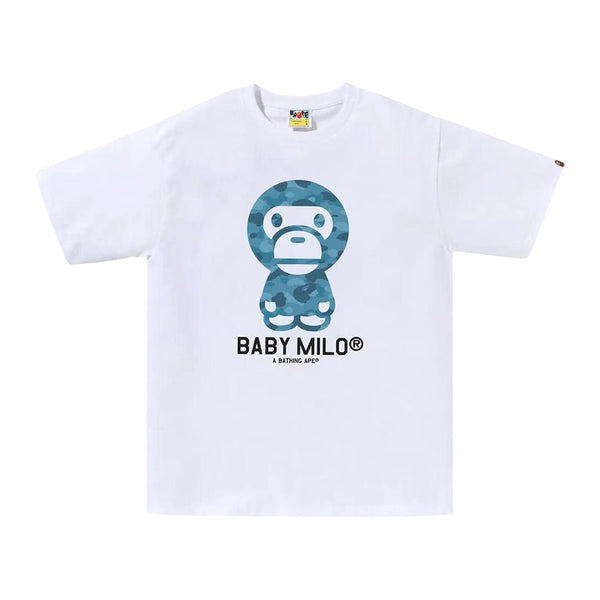 BAPE Honeycomb Camo Baby Milo Tee 'White/Blue' by Bape - NWAHype 1 for streetwear T-Shirts in USA