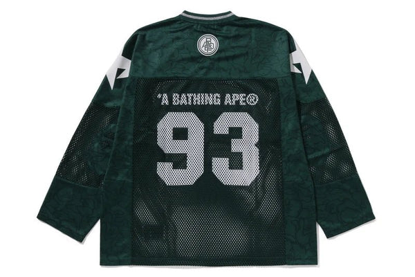 Bape Line Camo Multi Logo Relaxed Fit Football Jersey Green by Bape - NWAHYPE No.1 for streetwear T-Shirts in USA