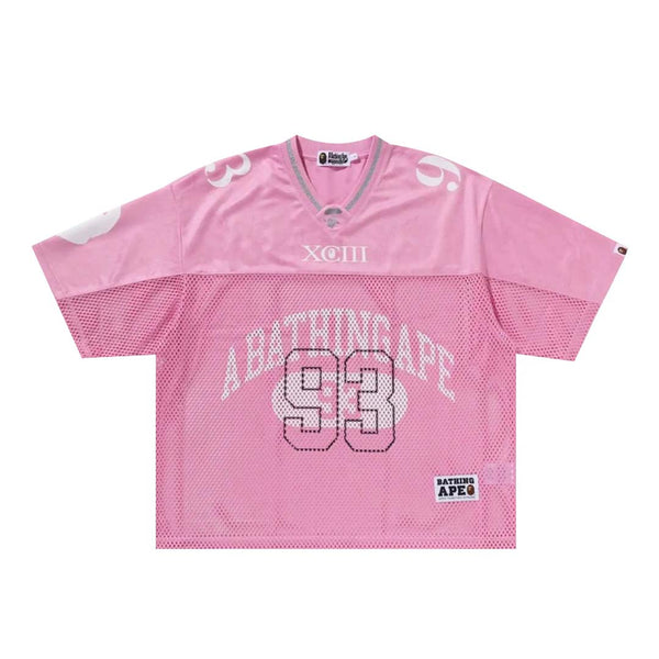 Bape Line Camo Multi Logo Relaxed Fit Football Jersey Pink by Bape - NWAHYPE No.1 for streetwear T-Shirts in USA