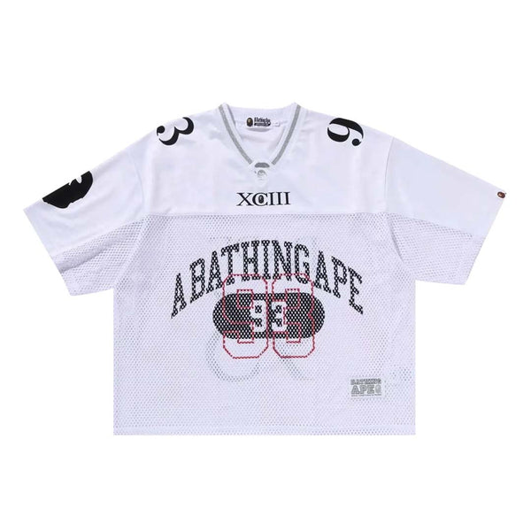 Bape Line Camo Multi Logo Relaxed Fit Football Jersey White by Bape - NWAHYPE No.1 for streetwear T-Shirts in USA