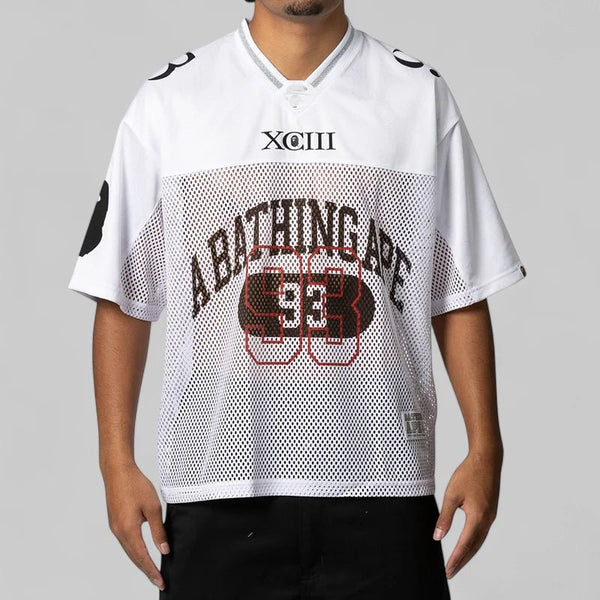 Bape Line Camo Multi Logo Relaxed Fit Football Jersey White by Bape - NWAHYPE No.1 for streetwear T-Shirts in USA