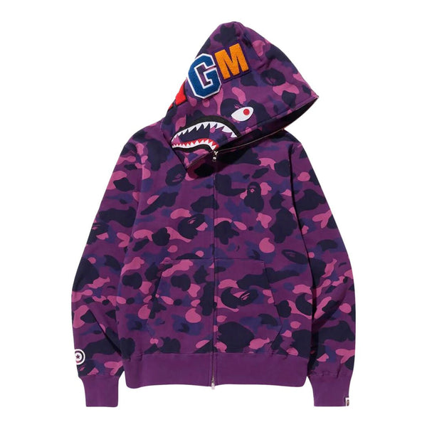 BAPE Purple Camo Tiger Shark Wide Full Zip Hoodie (SS22) by Bape - NWAHype 1 for streetwear Hoodies in USA