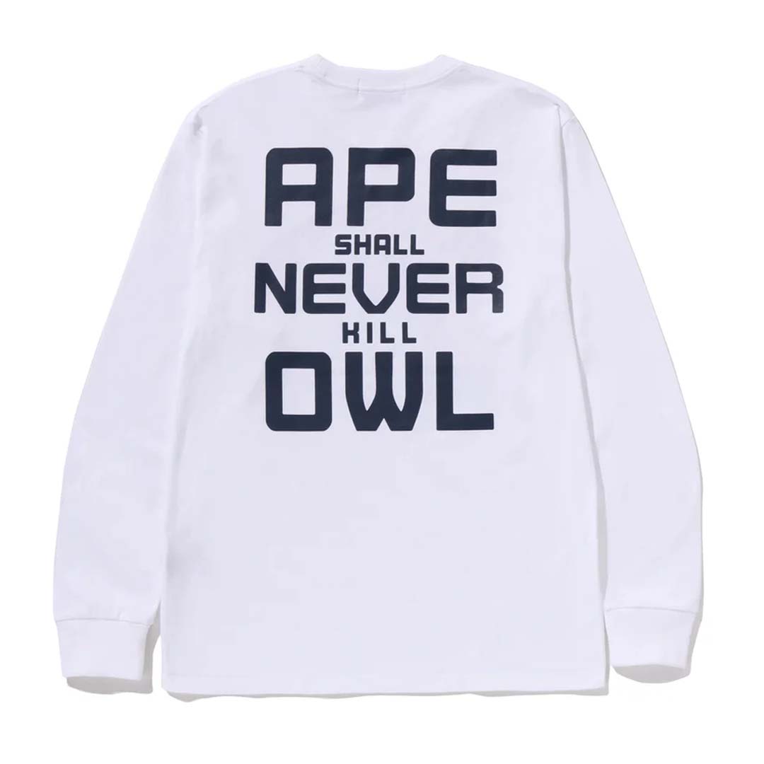 BAPE x OVO Collegiate Long Sleeve Tee White by Bape - NWAHYPE No.1 for streetwear T-Shirts in USA
