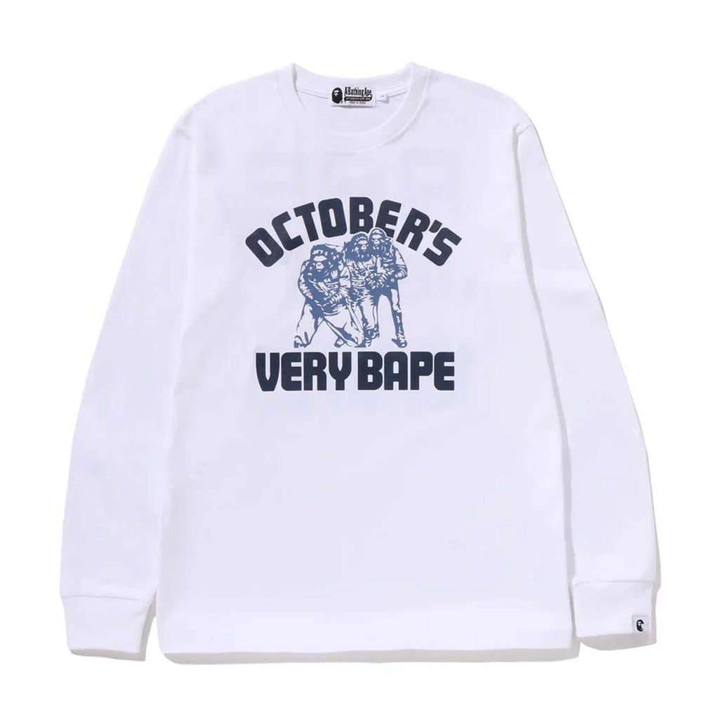 BAPE x OVO Collegiate Long Sleeve Tee White by Bape - NWAHYPE No.1 for streetwear T-Shirts in USA