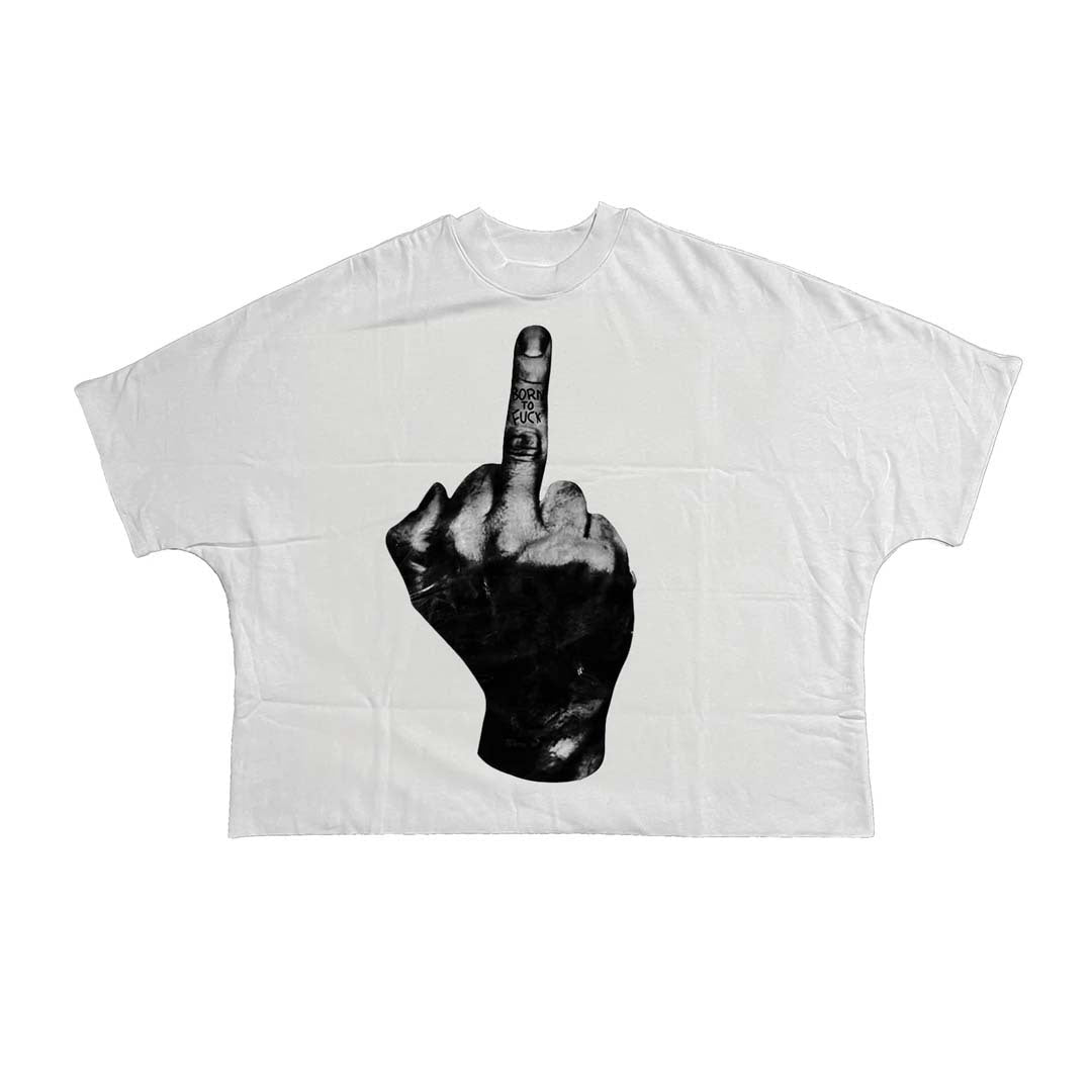 Billionaire Studios Born Flipped Bird White Tee by Billionaire Studios - NWAHype 1 for streetwear T-Shirts in USA