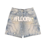 Floor 914 Uniform Jean Shorts Light Wash Blue