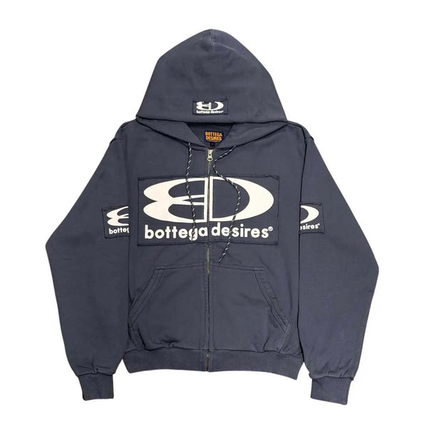 Bottega Desires Tech Zip Up Jacket Navy Blue by Bottega Desires - NWAHYPE No.1 for streetwear Hoodies in USA
