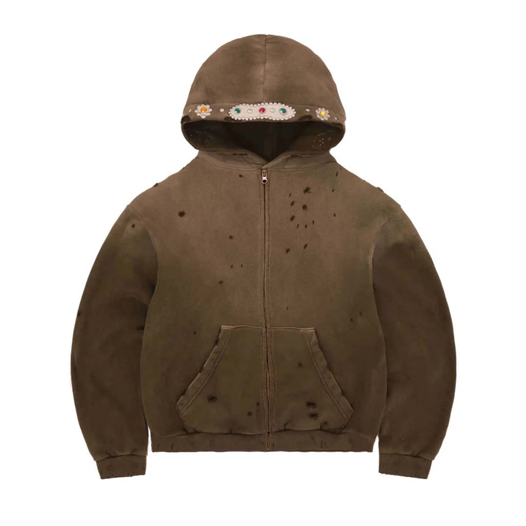 Bravest Brown Sapphire Zip Up Hoodie by Bravest Studios - NWAHype No.1 for streetwear Pants in USA