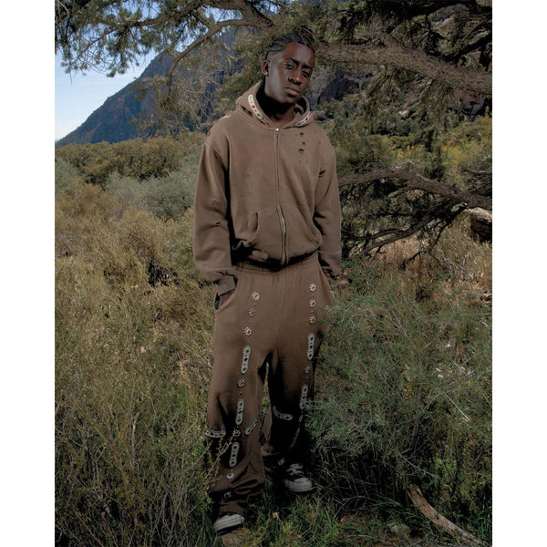 Bravest Brown Sapphire Zip Up Hoodie by Bravest Studios - NWAHype No.1 for streetwear Pants in USA