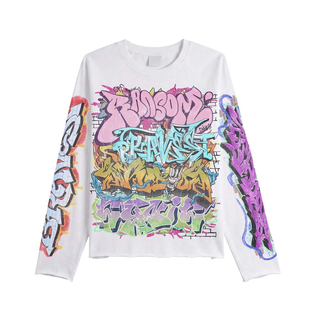 Bravest Graffiti Long Sleeve Tee White by Bravest Studios - NWAHYPE No.1 for streetwear T-Shirts in USA
