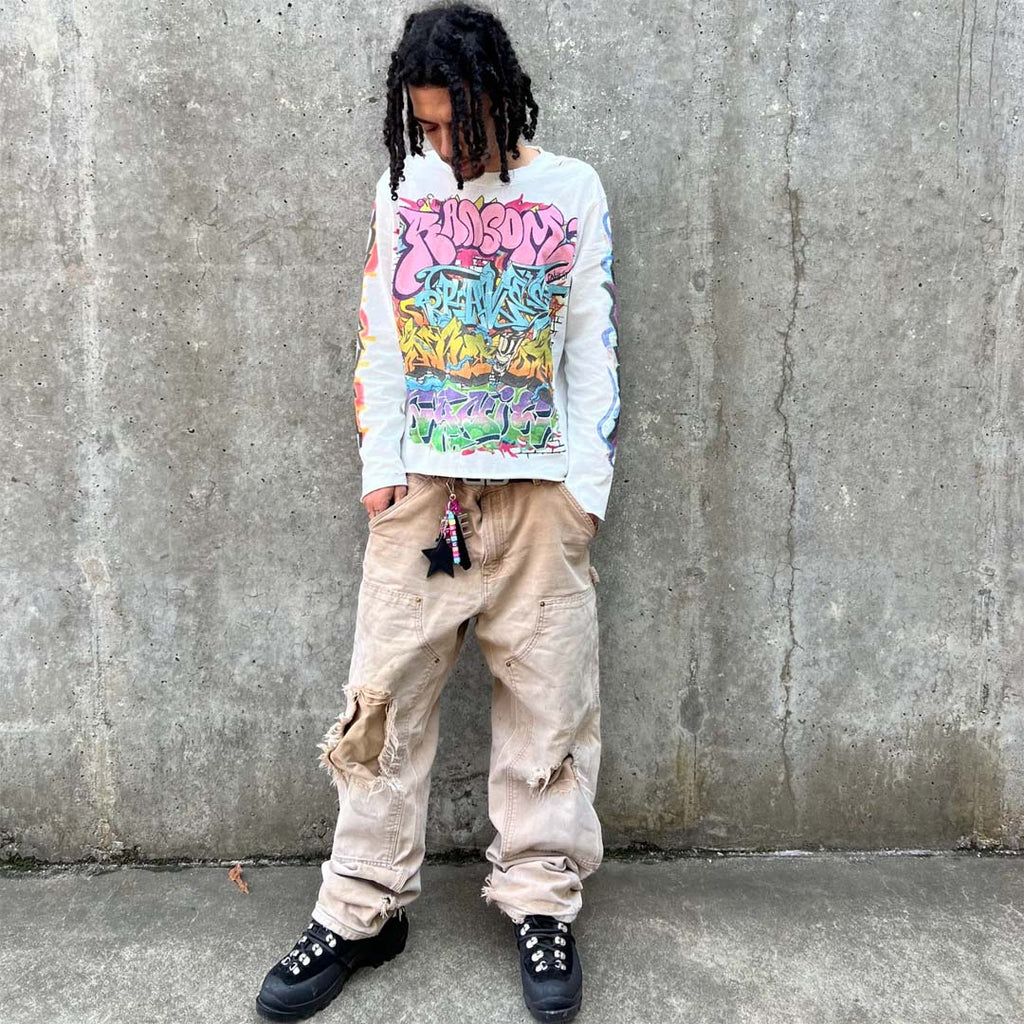 Bravest Graffiti Long Sleeve Tee White by Bravest Studios - NWAHYPE No.1 for streetwear T-Shirts in USA
