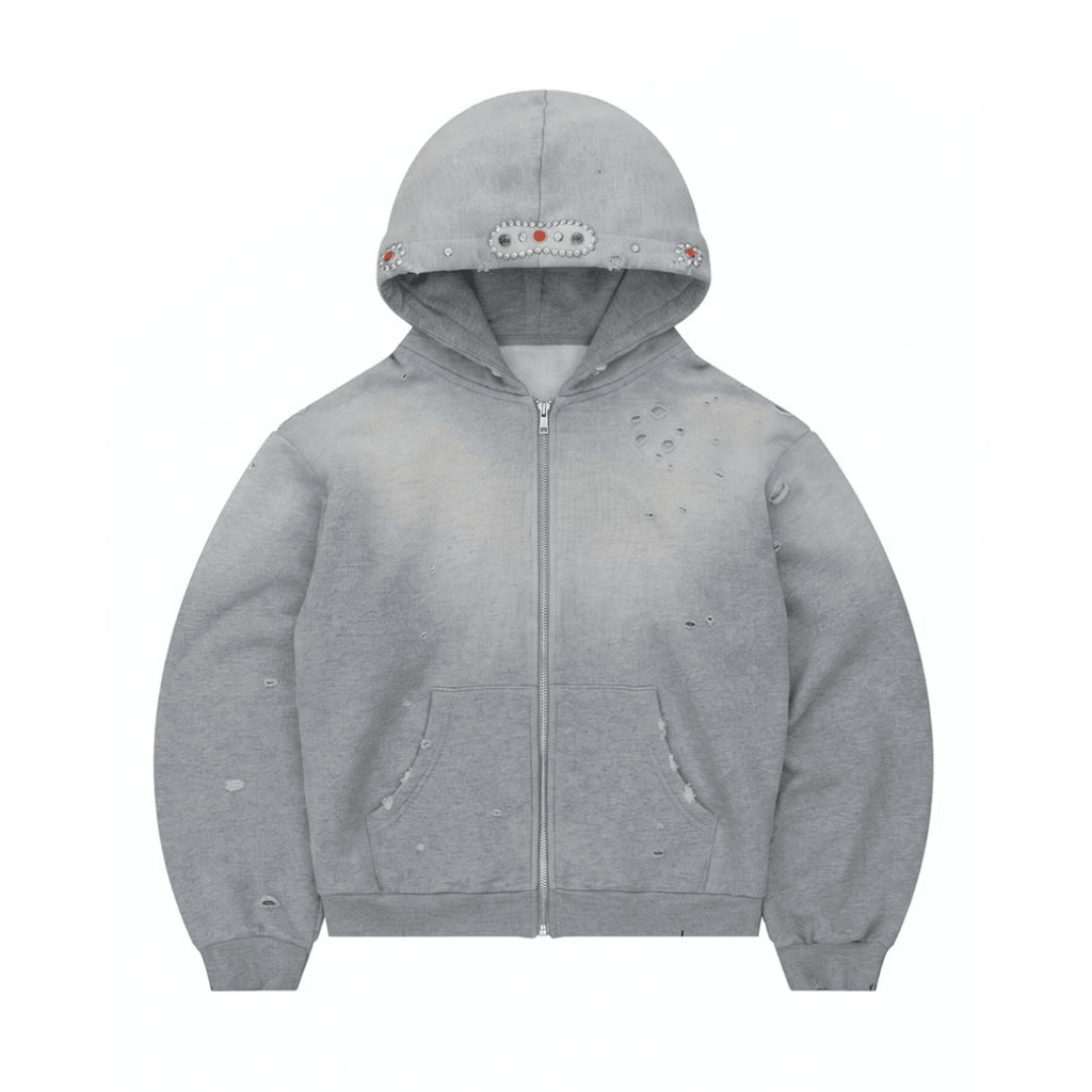 Bravest Grey Sapphire Zip Up Hoodie by Bravest Studios - NWAHYPE No.1 for streetwear Hoodies in USA