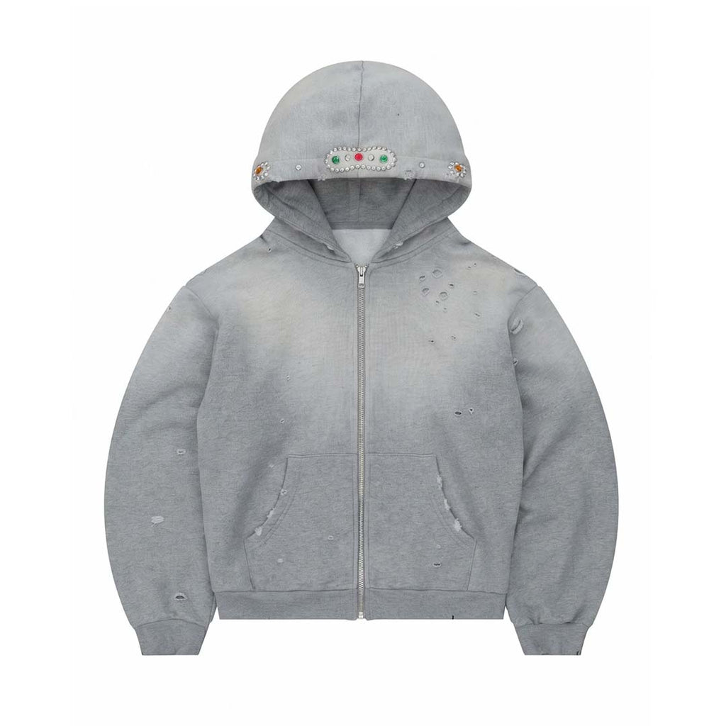 Bravest Grey Sapphire Zip Up Hoodie by Bravest Studios - NWAHYPE No.1 for streetwear Hoodies in USA