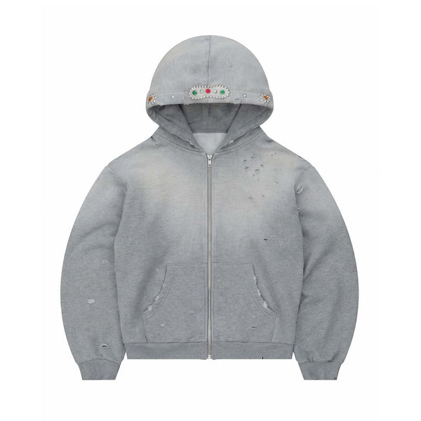 Bravest Grey Sapphire Zip Up Hoodie by Bravest Studios - NWAHYPE No.1 for streetwear Hoodies in USA