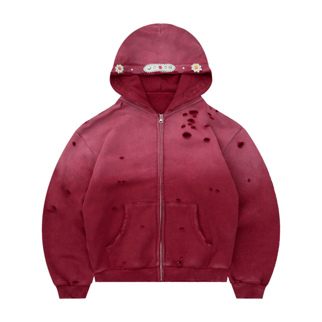 Bravest Red Sapphire Zip Up Hoodie by Bravest Studios - NWAHYPE No.1 for streetwear Hoodies in USA