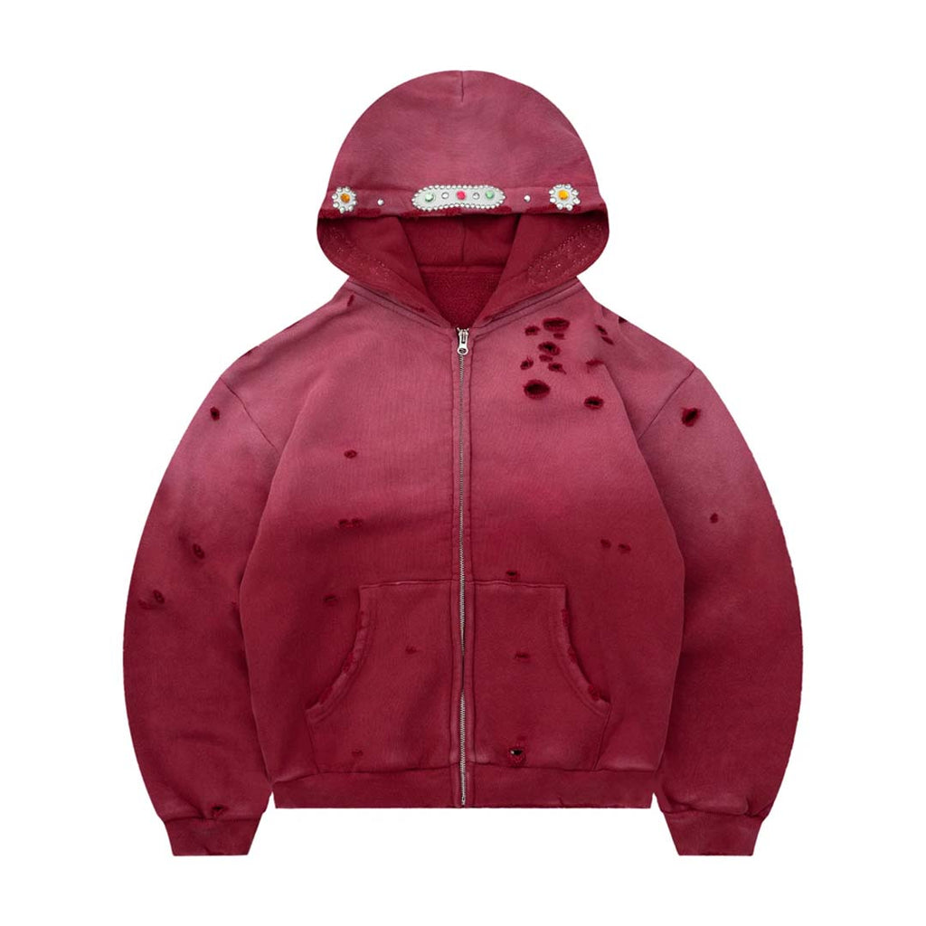 Bravest Red Sapphire Zip Up Hoodie by Bravest Studios - NWAHYPE No.1 for streetwear Hoodies in USA