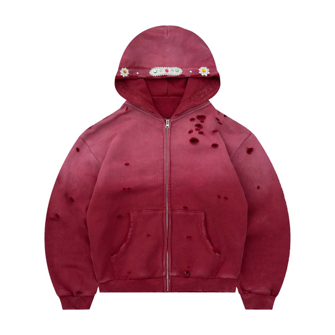 Bravest Red Sapphire Zip Up Hoodie by Bravest Studios - NWAHYPE No.1 for streetwear Hoodies in USA