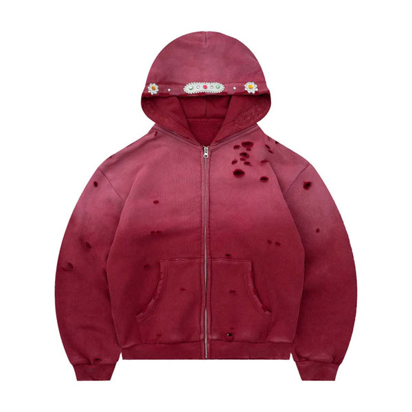 Bravest Red Sapphire Zip Up Hoodie by Bravest Studios - NWAHYPE No.1 for streetwear Hoodies in USA