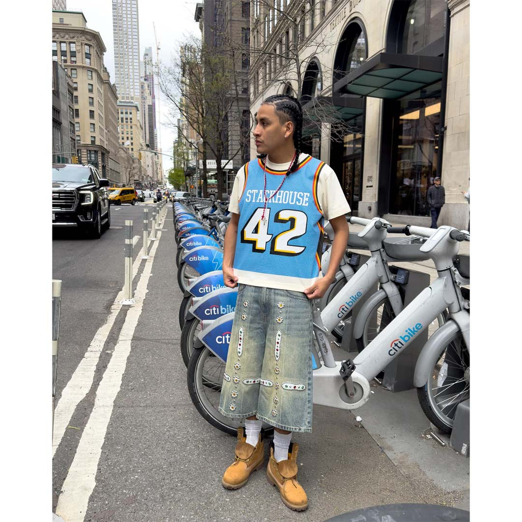 Bravest Sapphire Blue Denim Shorts by Bravest Studios - NWAHYPE No.1 for streetwear Shorts in USA
