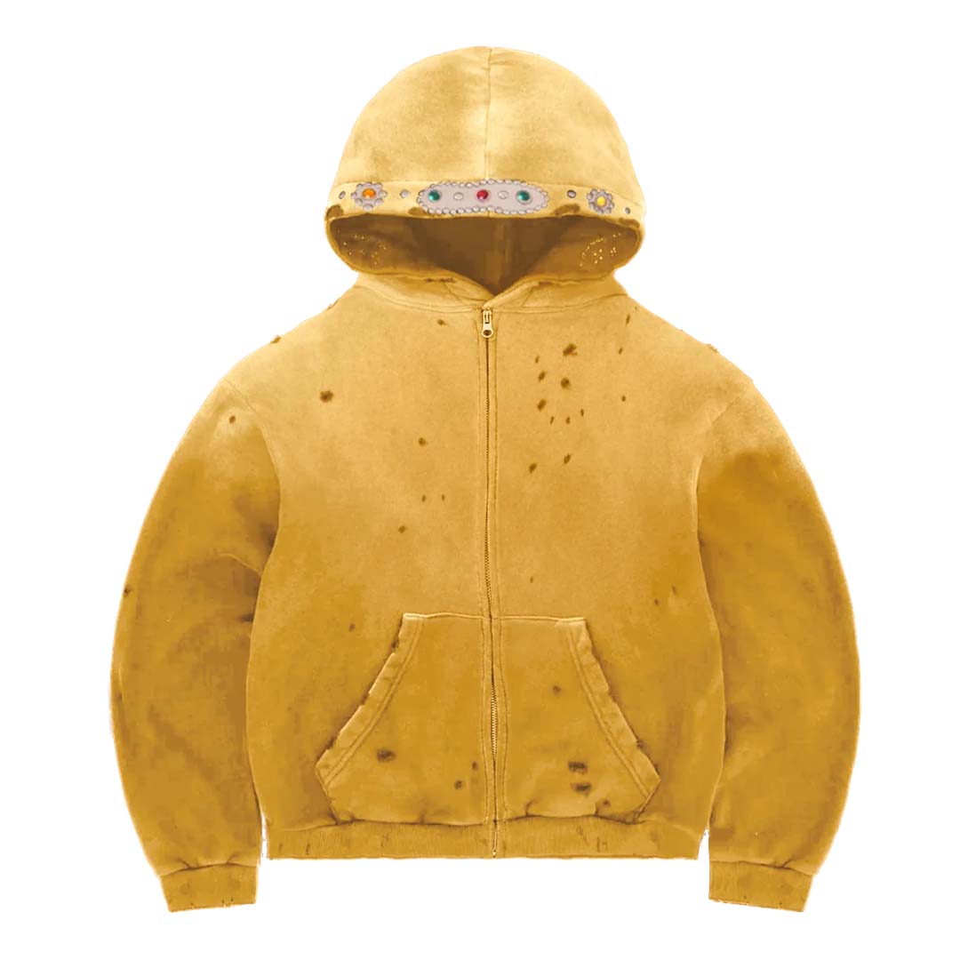 Bravest Sapphire Zip Up Hoodie Yellow by Bravest Studios - NWAHype No.1 for streetwear Hoodies in USA