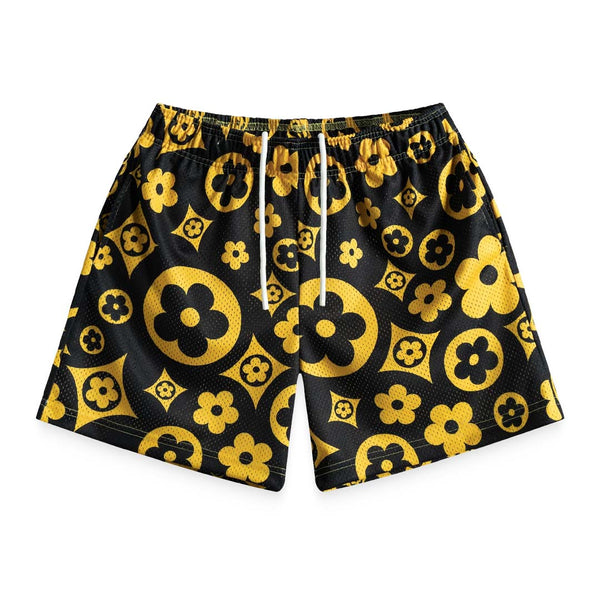 Bravest Studios Flower Black Yellow Shorts by Bravest Studios - NWAHype No.1 for streetwear Shorts in USA