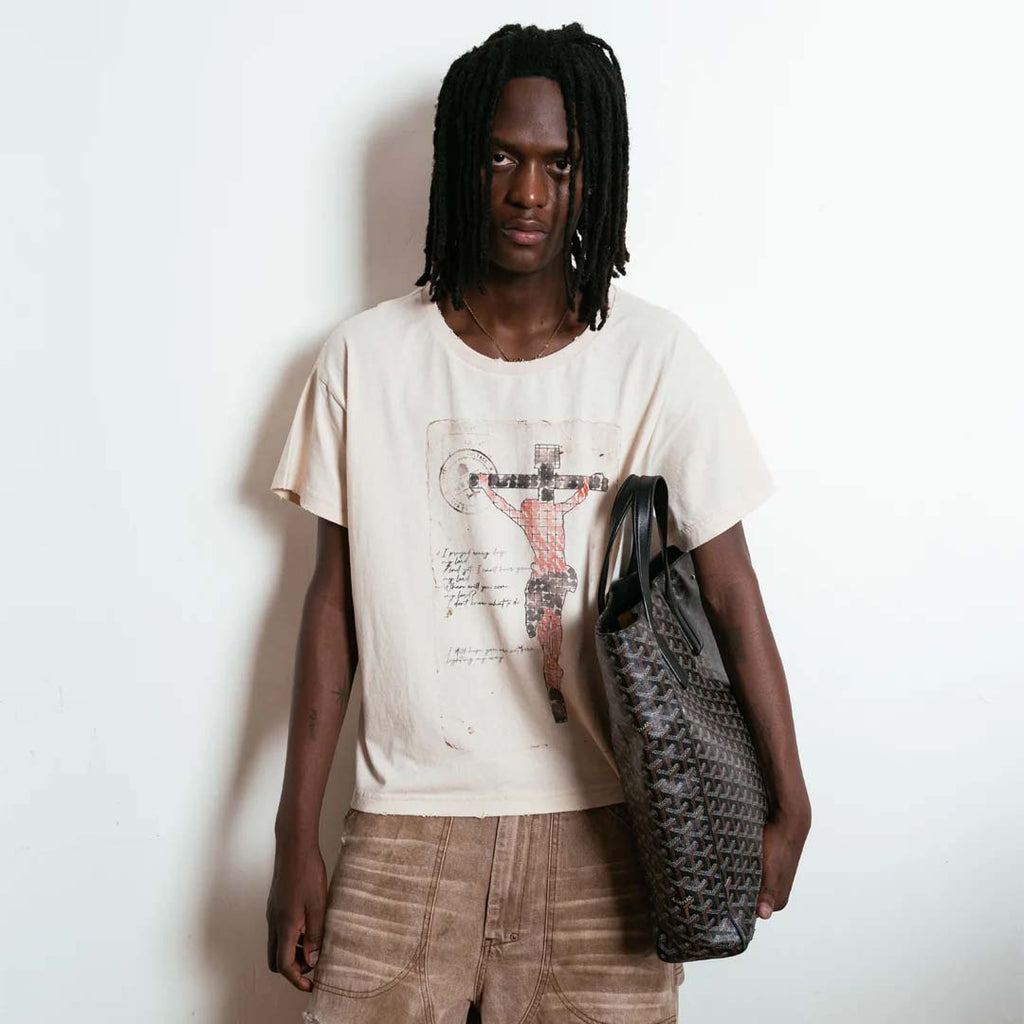 Bravest Studios Jesus Postcard Cream Tee by Bravest Studios - NWAHYPE No.1 for streetwear T-Shirts in USA