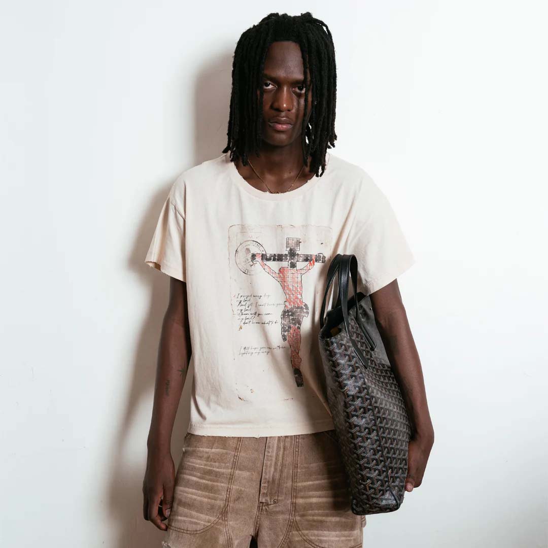 Bravest Studios Jesus Postcard Cream Tee by Bravest Studios - NWAHYPE No.1 for streetwear T-Shirts in USA