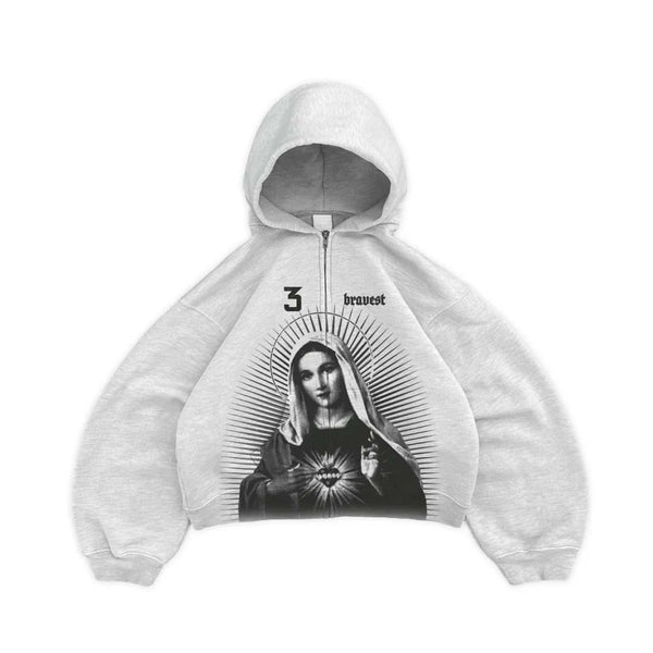 Bravest Studios Mary Zip Up Hoodie Grey by Bravest Studios - NWAHYPE No.1 for streetwear Hoodies in USA