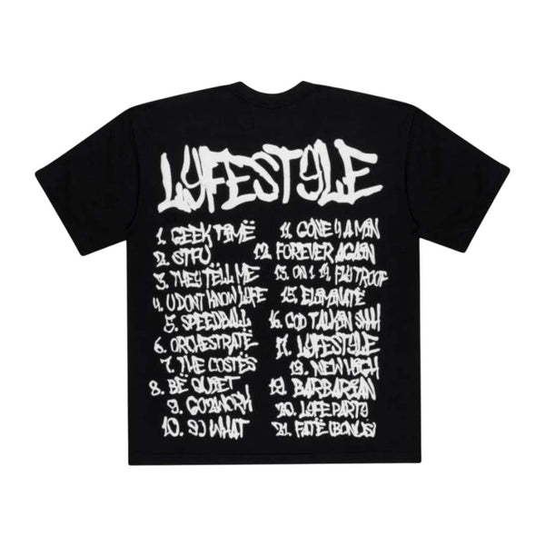 Cactus Plant Flea Market x Yeat Tracklist Tee Black by Cactus Plant Flea Market - NWAHYPE No.1 for streetwear T-Shirts in USA