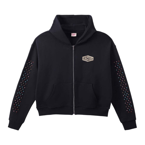 Cactus Valley Crystal Cactus Zip Hoodie Black by Cactus Valley - NWAHYPE No.1 for streetwear Hoodies in USA