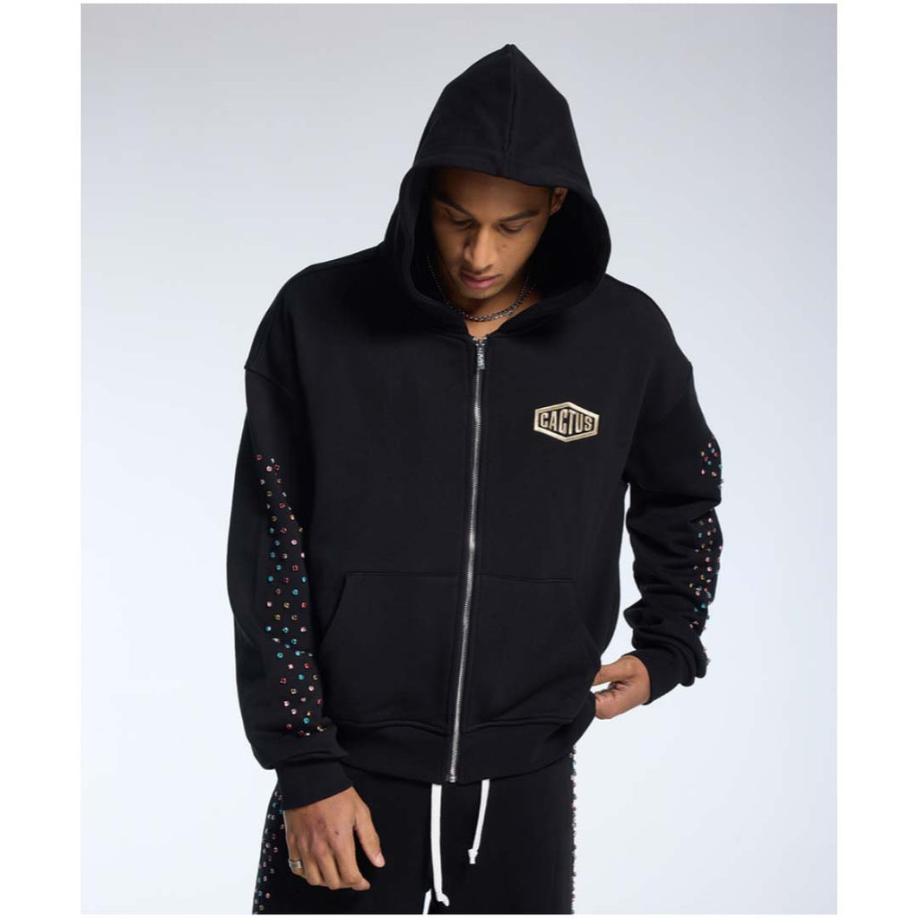 Cactus Valley Crystal Cactus Zip Hoodie Black by Cactus Valley - NWAHYPE No.1 for streetwear Hoodies in USA