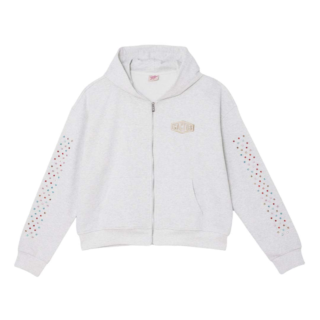 Cactus Valley Crystal Cactus Zip Hoodie Grey by Cactus Valley - NWAHYPE No.1 for streetwear Hoodies in USA