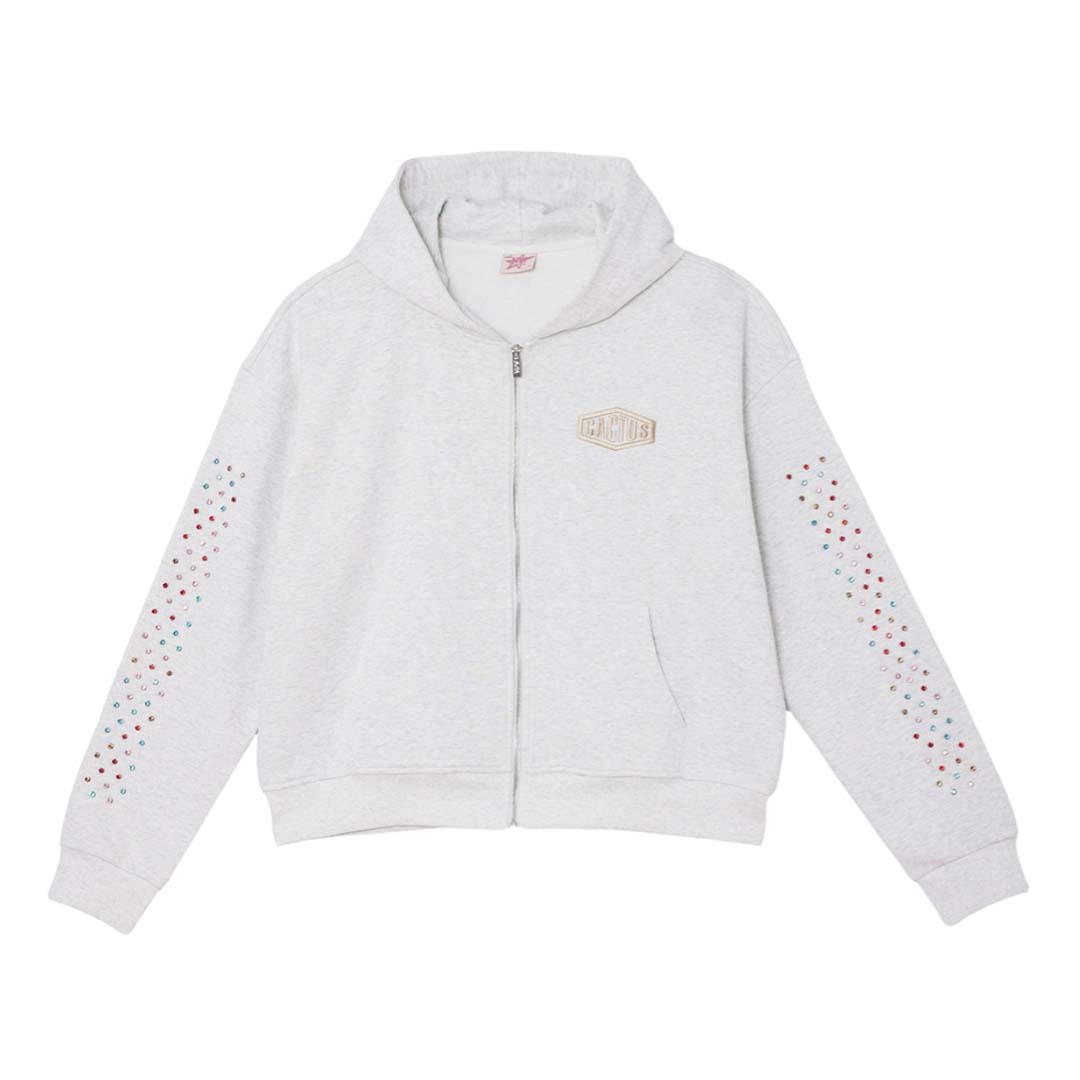 Cactus Valley Crystal Cactus Zip Hoodie Grey by Cactus Valley - NWAHYPE No.1 for streetwear Hoodies in USA