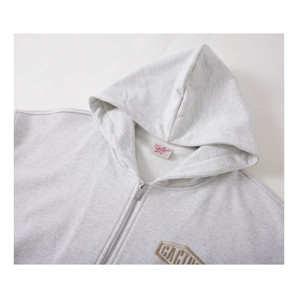 Cactus Valley Crystal Cactus Zip Hoodie Grey by Cactus Valley - NWAHYPE No.1 for streetwear Hoodies in USA
