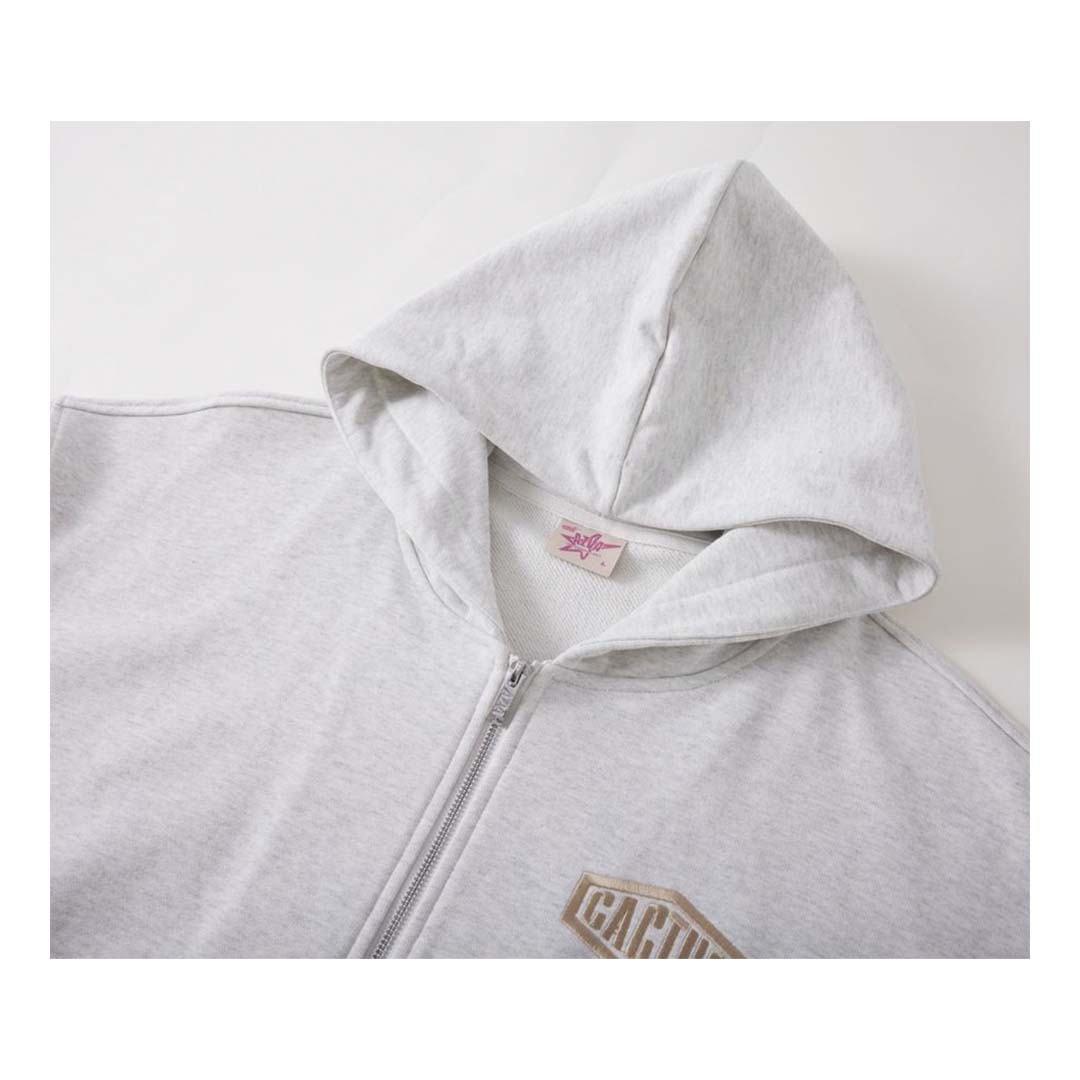 Cactus Valley Crystal Cactus Zip Hoodie Grey by Cactus Valley - NWAHYPE No.1 for streetwear Hoodies in USA
