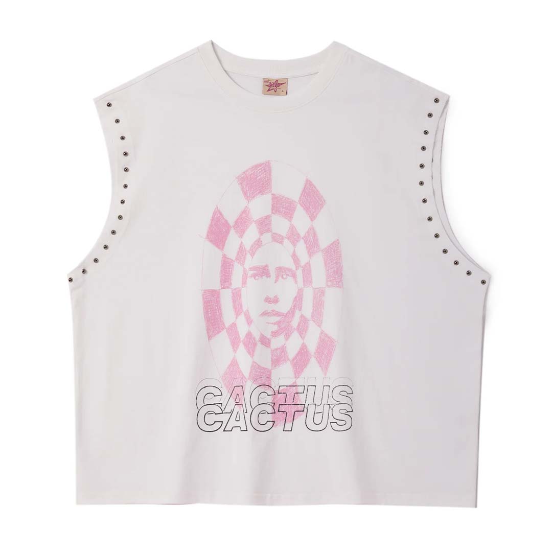 Cactus Valley CV Checker Tank Top White Pink by Cactus Valley - NWAHYPE No.1 for streetwear T-Shirts in USA
