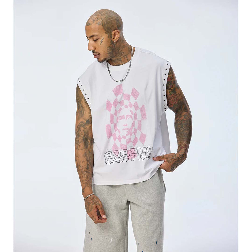 Cactus Valley CV Checker Tank Top White Pink by Cactus Valley - NWAHYPE No.1 for streetwear T-Shirts in USA