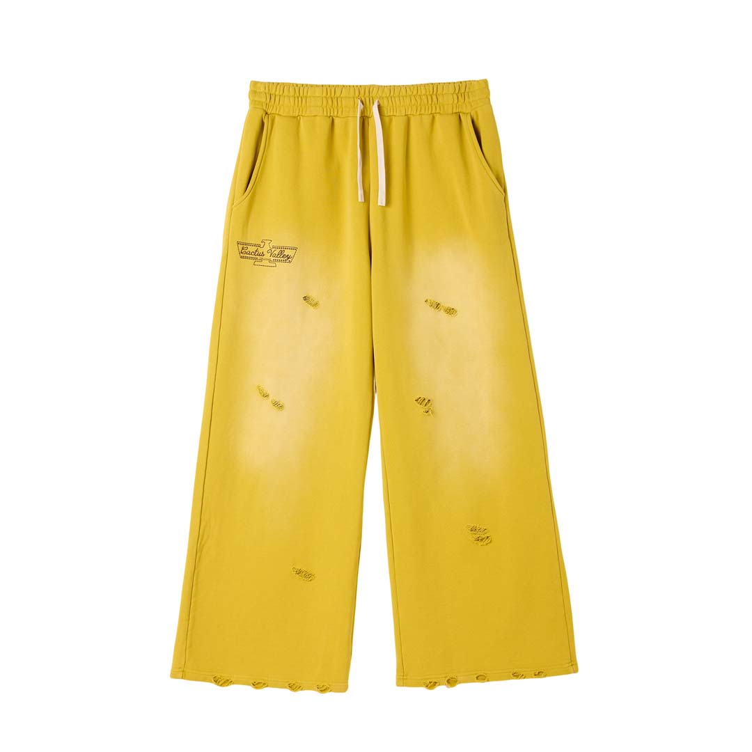 Cactus Valley Eagle Valley Distressed Sweatpants Yellow by Cactus Valley - NWAHYPE No.1 for streetwear Pants in USA