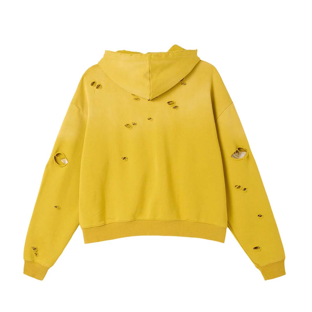 Cactus Valley Eagle Valley Distressed Zip Up Hoodie Yellow by Cactus Valley - NWAHYPE No.1 for streetwear Hoodies in USA