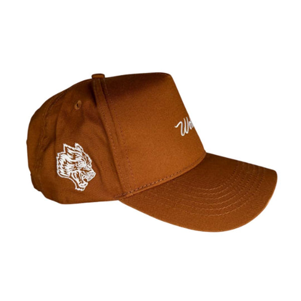 Darcsport Wolves Cursive 5 Panel Canyon Brown White by Darcsport - NWAHYPE No.1 for streetwear Hats in USA