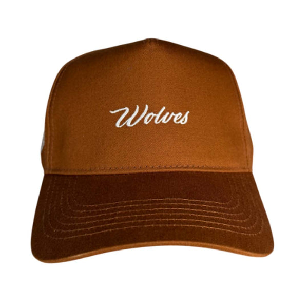 Darcsport Wolves Cursive 5 Panel Canyon Brown White by Darcsport - NWAHYPE No.1 for streetwear Hats in USA