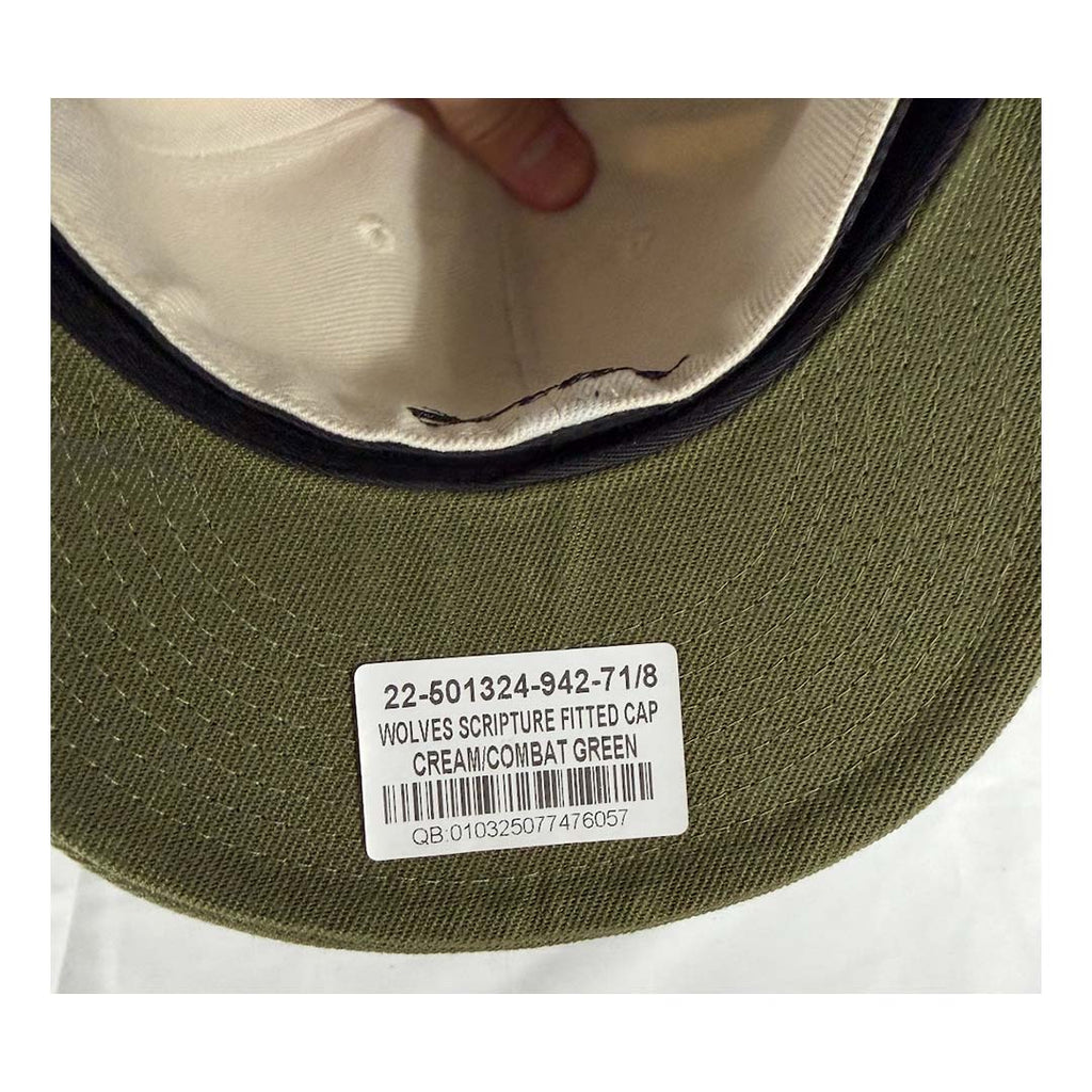 Darcsport Wolves Scripture Fitted Hat Cream Combat Green by Darcsport - NWAHYPE No.1 for streetwear Hats in USA
