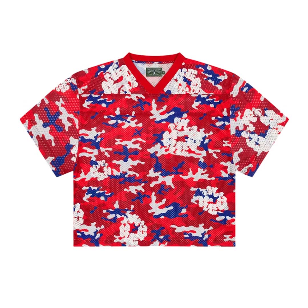 Denim Tears Camo Cotton Wreath Mesh Jersey Tee Red by Denim Tears - NWAHype No.1 for streetwear T-Shirts in USA