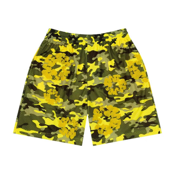 Denim Tears Camo Cotton Wreath Mesh Shorts Yellow by Denim Tears - NWAHype No.1 for streetwear Shorts in USA