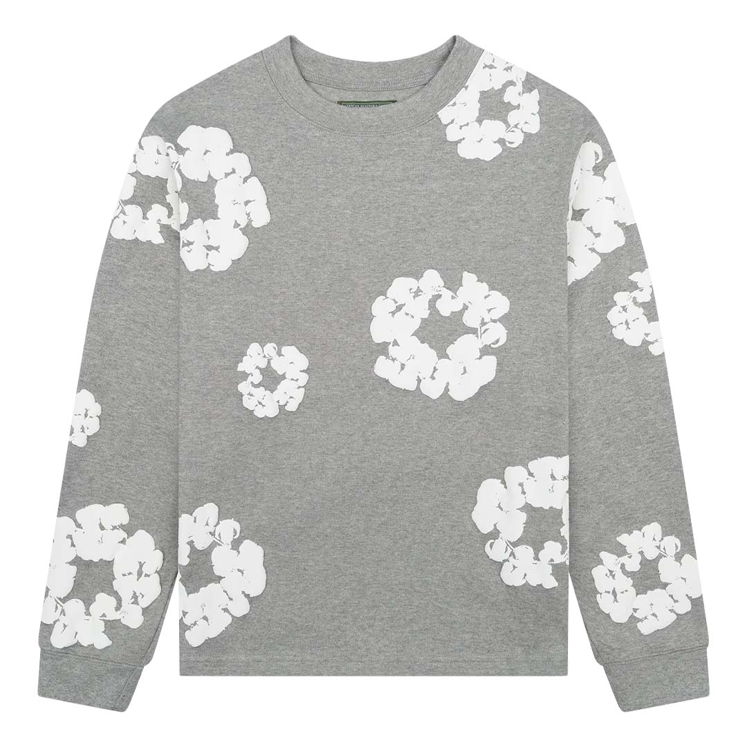Denim Tears Cotton Wreath Grey Long Sleeve Tee by Denim Tears - NWAHype 1 for streetwear T-Shirts in USA