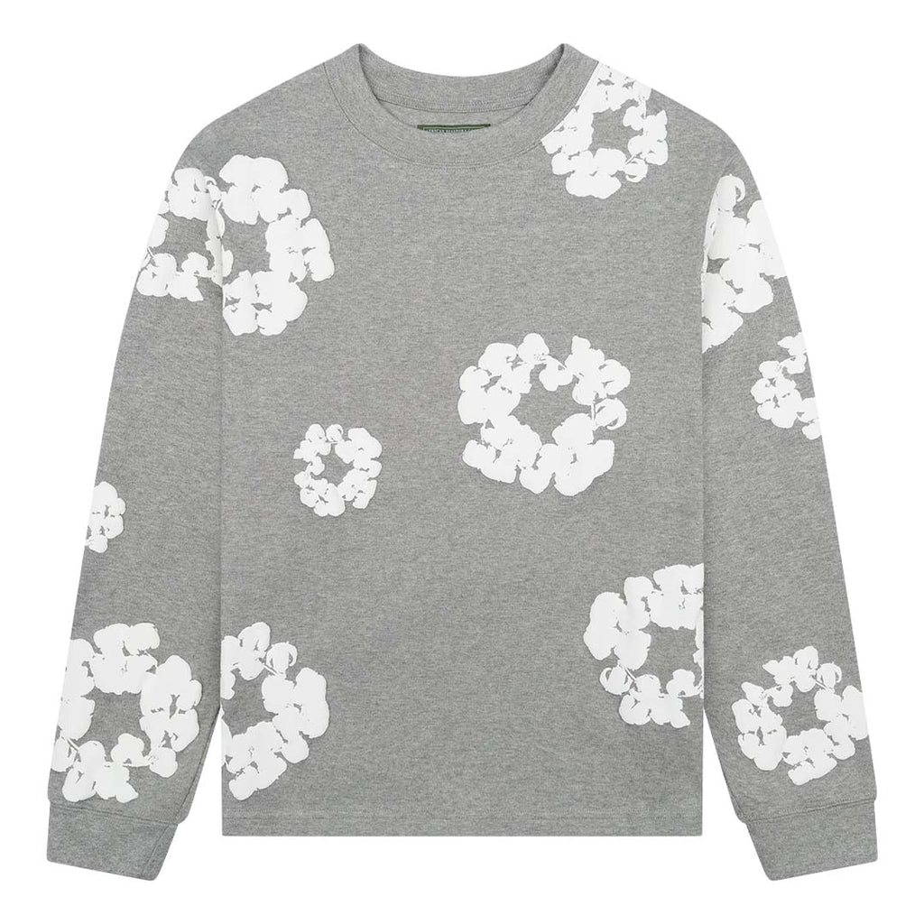 Denim Tears Cotton Wreath Grey Long Sleeve Tee by Denim Tears - NWAHype 1 for streetwear T-Shirts in USA