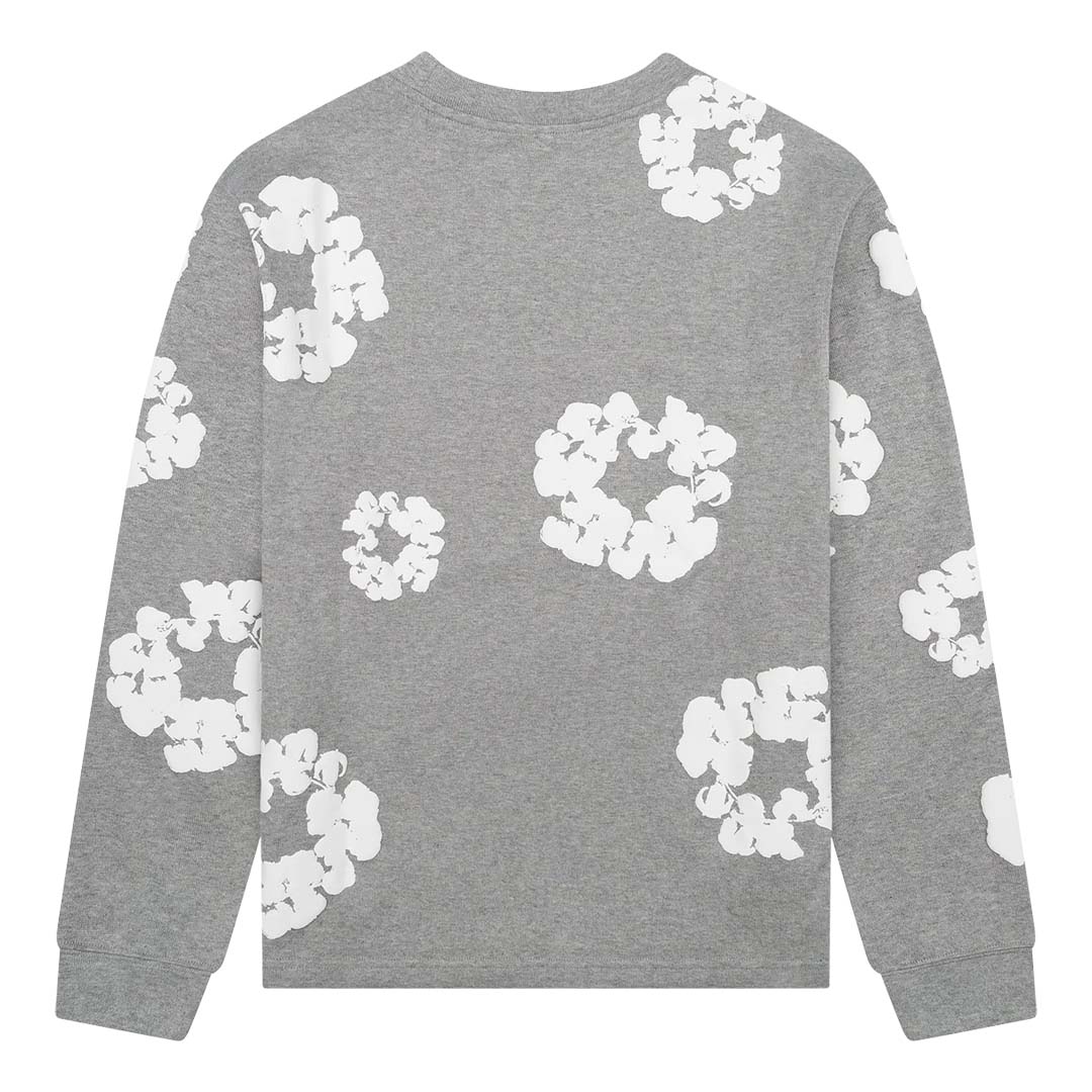 Denim Tears Cotton Wreath Grey Long Sleeve Tee by Denim Tears - NWAHype 1 for streetwear T-Shirts in USA