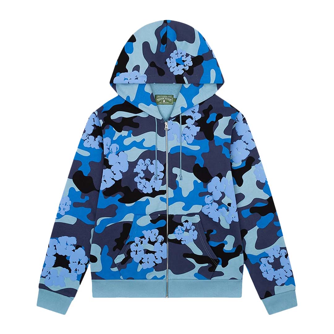 Denim Tears Wreath Zip Hoodie 'Blue Camo' by Denim Tears - NWAHype No.1 for streetwear Hoodies in USA