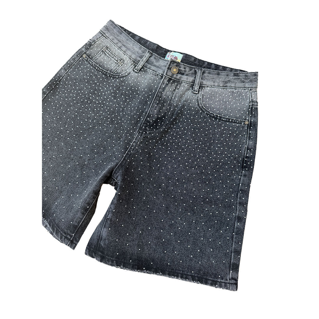 Dry Rot Black Rhinestone Faded Jean Shorts by Dry Rot - NWAHype 1 for streetwear Shorts in USA